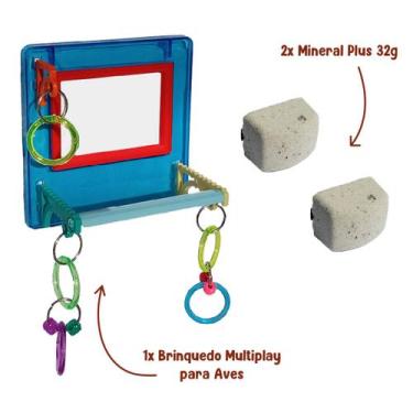 Imagem de Brinquedo Multiplay Diversão c/ Poleiro Espelho Bird Toy + 2 Bloco Min