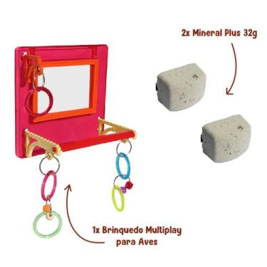 Imagem de Brinquedo Multiplay Diversão c/ Poleiro Espelho Bird Toy + 2 Bloco Min