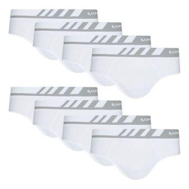 Imagem de Cueca Slip Lupo Microfibra Sem Costura Kit Com 8 Cuecas Nfe, Branco, M