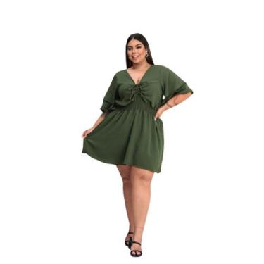 Imagem de Macaquinho Shorts e Saia Plus Size - Reyn Store, Verde militar, G1
