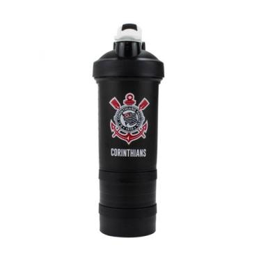 Imagem de Garrafa Shakeira Mola 2 Compartimentos 500ml - Corinthians - Mileno