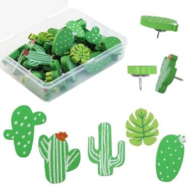 Imagem de 30 alfinetes decorativos de cactos em verde bonito decoração de escritório para quadro de avisos, fotos, mapas de parede e outros escritórios, material escolar, decoração de Natal