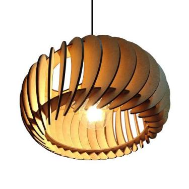 Imagem de Lustre Luminária Pendente de Madeira MDF Mod. Sophia PQ Inclinado - EC