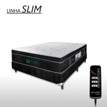 Imagem de Colchão Com Massageador Casal padrão + Base Box ALLMAG, Preto
