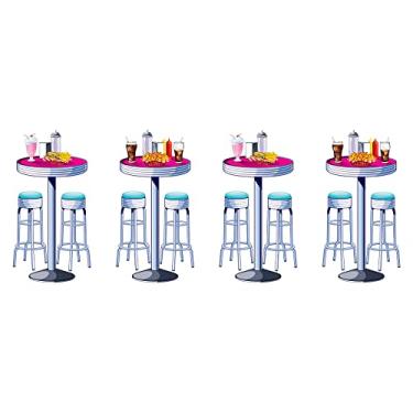 Imagem de Beistle 4 peças retrô 1950's Soda Shop Mesas e Banquetas Decoração de Parede Decoração de Festa dos Anos 50, Celebrando com Você Desde 1900, 1,7 m, Multicolorido