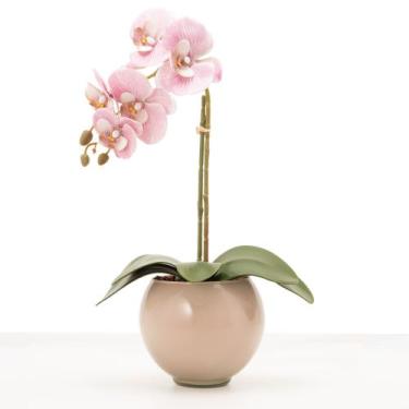 Imagem de Arranjo De Orquídea Artificial Silicone Com Vaso Vidro - Floralis, Ros