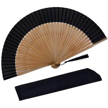 Imagem de STHUAHE Ventilador Dobrável Portátil para Mulheres, Chinês, Japonês, Vintage, Bambu, Seda, Leque Dobrável, para Dança, Música, Festival, Decoração de Casamento e Igreja (Bambu Sexy)