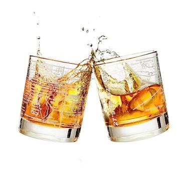 Imagem de Greenline Goods Copos de uísque – Conjunto de presente de copo de 295 ml para amantes de tampa, gravado com mapa de tampa | Vidro de pedras à moda antiga – Conjunto de 2