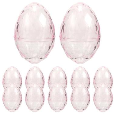 Imagem de EXCEART Ovos de Páscoa preenchíveis, 12 peças de ovos de páscoa de plástico transparente, caixas de doces de ovos de páscoa rosa vazias DIY para caça aos ovos de Páscoa, surpresa, caça de Páscoa