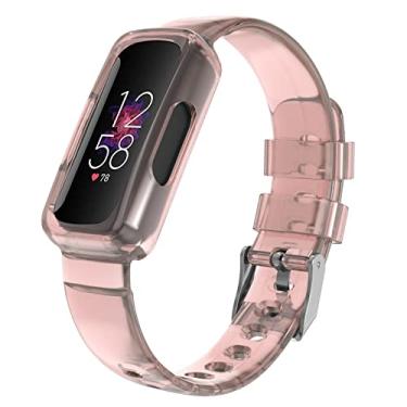 Imagem de Pulseira de relógio compatível com Fitbit Inspire 2 para mulheres e homens, pulseira transparente com capa protetora integrada de substituição para Fitbit Inspire/Inspire HR/Ace 2/Ace3