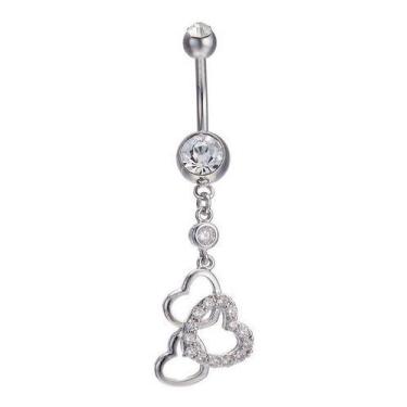 Imagem de Piercing De Umbigo Prata Coração Pendurado Zirconia - De Castro joias,