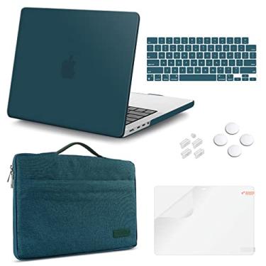 Imagem de iCasso Capa para MacBook Pro de 14 polegadas, versão 2024, 2023, 2021, M4, A3112, A3401, A3185, M3, A2918, A2992, M2, A2779, A2442, M1 Pro/Max, pacote 5 em 1, capa rígida Mac Pro 14 - Azul-petróleo