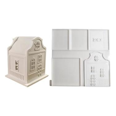 Imagem de Casas de molde, molde de silicone em formato de casa | Moldes para decoração de casa - Casa Poxy Resina Silicone Moldes Pequena Fundição de Casa para Decoração de Casa Celebração de Feriados
