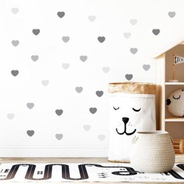Imagem de Adesivo de Parede Infantil 114 Corações Quarto - Tons de Cinza RO2001M
