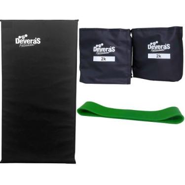 Imagem de kit ginastica em casa mini band médio + caneleira de peso 2kg + colcho
