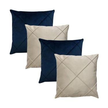 Imagem de Kit 4 Capas para Almofada Drapeada em Veludo Quadrada 60x60 Várias Cor