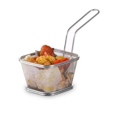 Imagem de Mini Cestinha Para Batata Frita E Porções Inox Para Servir - Abelhuda 