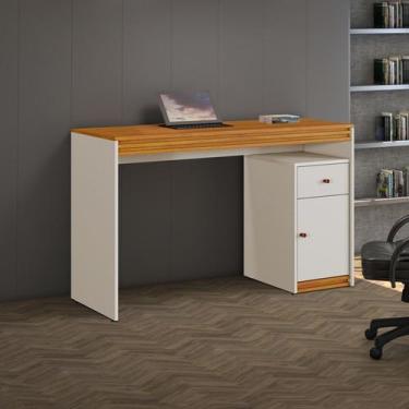 Imagem de Mesa de estudo madrid 1 porta  1 gaveta - MAVAULAR, OFF WHITE / NATURA