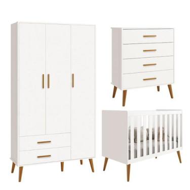 Imagem de Quarto Isis Berço Americano 2 em 1 + Comoda Gaveteiro + Guarda Roupa I