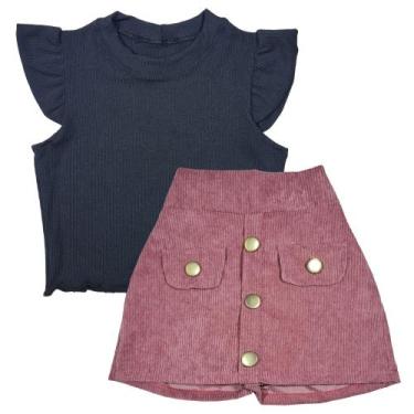 Imagem de Conjunto Short Saia Cropped Infantil Menina Primavera Verão - 2L Kids,