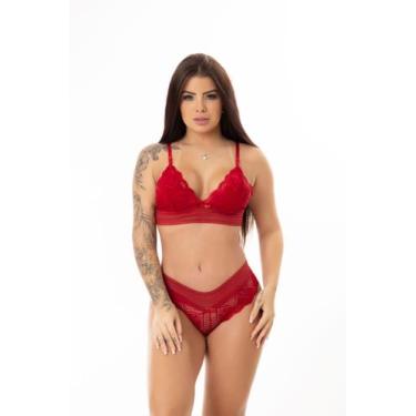 Imagem de Conjunto de Lingerie Calcinha Renda e Sutiã Sem Bojo Elegante e Confor