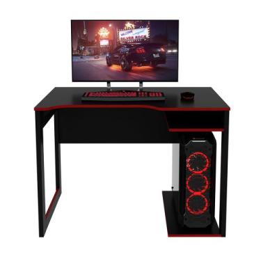 Imagem de Mesa para Escritório Home Office Gamer ME4161 MDP Preto/Vermelho G69 -