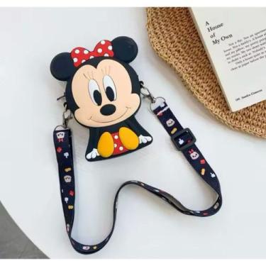 Imagem de Mini Bolsa Porta Moeda Mickey Minnie Personagens Silicone Bolsa Alça -