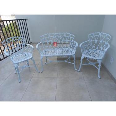 Imagem de Conjunto de Banco e 2 Poltronas Para Jardim Viena em Alumínio Fundido 