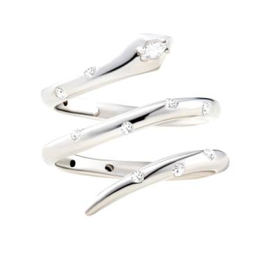 Imagem de Cicy Bell Anéis de cobra banhados a ouro 18 k para mulheres granada marquesa vermelha zircônia cúbica retrô anel de declaração animal joia moderna, Size 7, Latão banhado a platina, zircônia cúbica,