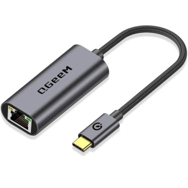 Imagem de Adaptador USB C para Ethernet, QGeeM Gigabit Ethernet para USB Tipo C, Thunderbolt 3/4 para RJ45 Adaptador de rede LAN compatível com iPhone 15 Pro/max, MacBook Pro/Air, iPad Pro, Dell XPS etc. -