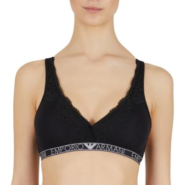Imagem de Emporio Armani Sutiã feminino acolchoado de renda ecológica, Preto, G