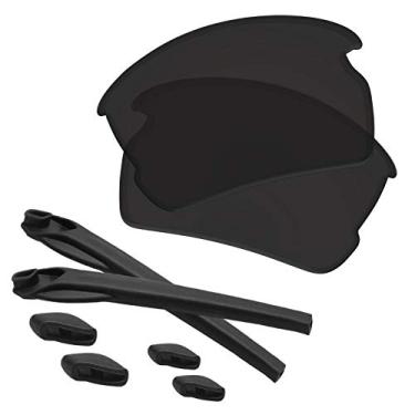 Imagem de Predrox Lentes pretas escuras Flak 2.0 e kits de borracha de substituição para óculos de sol Oakley OO9295 polarizado