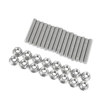 Imagem de INFINAUTO 16 peças de aço inoxidável colector de escape parafuso parafuso parafuso ferragem para Ford 4.6 5,4 litros V8 2 Manifolds design elegante