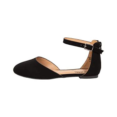 Imagem de Kassie Daniela Sapatilhas Nicole-2 para meninas, tira no tornozelo, fivela, bico fechado, sapato social Nicole-2, Preto - Nb, 13 Little Kid