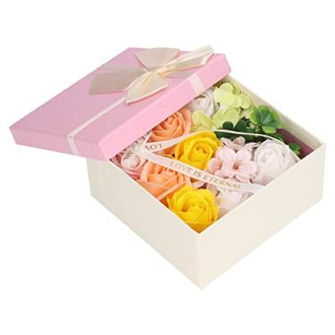 Imagem de Sabonete de Banho Perfumado Floral Pétalas de Flores Rosas, óleo Essencial Requintado Rosas Flores Sabonete Caixa de Presente Ideias para Mulheres Meninas Mãe Presente de Dia (Amarelo)