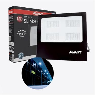 Imagem de Refletor 200W Slim Led, IP65, Luz Branco Frio 6500K, 15000 lm, Bivolt, Ideal para Fachadas, Estacionamentos e Galpões