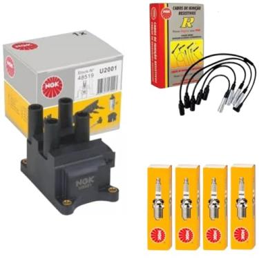 Imagem de KIT DE VELAS + CABOS DE IGNIÇÃO CELTA CLASSIC CORSA PRISMA 1.0 8V VHC VHCE 2005 0 EM DIANTE