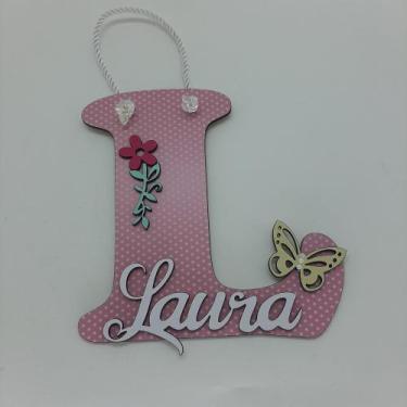 Imagem de Enfeite porta maternidade decoração letra inicial em mdf personalizado
