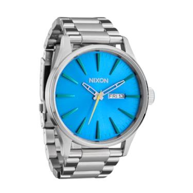 Imagem de Nixon Relógio masculino Sentry de aço inoxidável prata/azul Byron Ombre 42 mm, Prateado/azul Byron Ombre, Aço inoxidável Sentinela