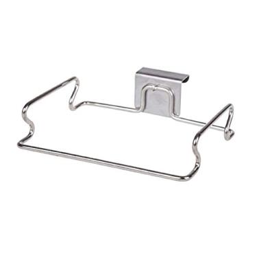Imagem de Sacos de lixo suspensos organizador de armazenamento Rack de aço inoxidável suporte de saco de lixo toalha luvas cabide para armário de cozinha armário gaveta gancho de porta traseira cabides