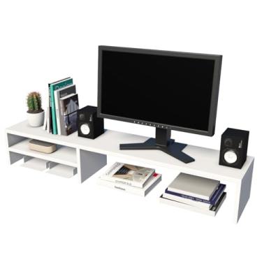 Imagem de Suporte Para Monitor Elevado Mesa Home Office Multifuncional Branco