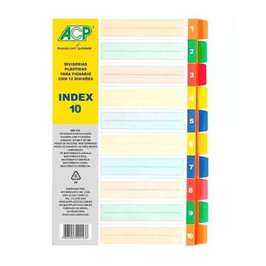 Imagem de Divisórias Para Fichário Caderno Argolado Universitário Colorido 22,5 x 29,7cm  - ACP