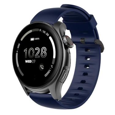 Imagem de Lamshaw Pulseira de silicone macia para relógio inteligente Cubitt Viva Pro, Viva, Aura Pro, com fivela de aço inoxidável, em azul, tamanho único, estilo clássico