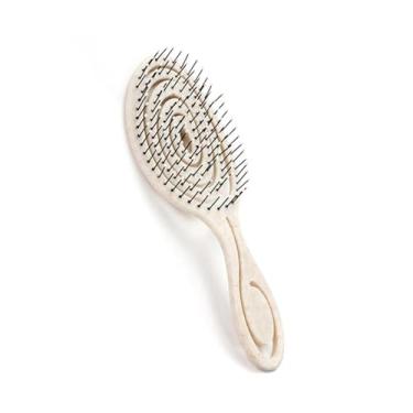 Imagem de Escova de cabelo para massagem na cabeça, pente circular oco, escova de cabelo de silicone, ferramenta de modelagem de cabelo cacheado e liso (bege)