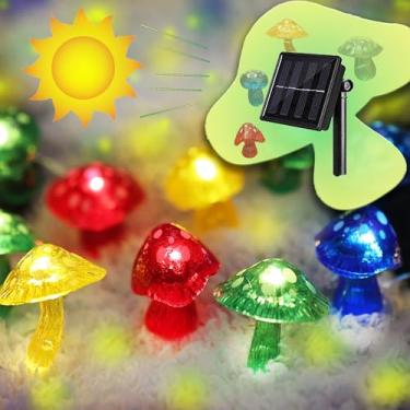 Imagem de Decoração de jardim, luzes de corda alimentadas por energia solar, lâmpada de cogumelo, luzes de fadas de jardim, luzes noturnas de cogumelo, presentes, decoração de núcleo de casa de campo, 4,3 m, 40