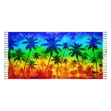 Imagem de GAIIIIYOU Toalha de praia turca palmeira tropical coqueiros toalhas de piscina grande à prova de areia para acampamento, viagem, ioga