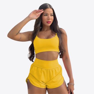 Imagem de Conjunto Feminino Academia Top e Short Duplo Box Treino Academia-Feminino