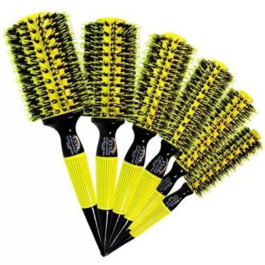 Imagem de Kit Escovas Evas  Ceramica Amarela CMS profissional Original - 6 Unida