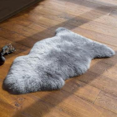 Imagem de MH MYLUNE HOME Tapete de pele de carneiro genuína, manta de pele de carneiro natural da Nova Zelândia, capa de assento de pele de carneiro fofa/luxuosa capa de cadeira, tapete de pele de cordeiro