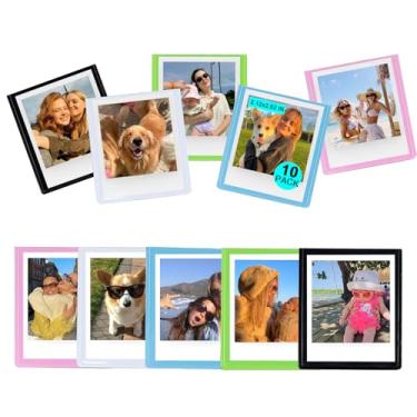 Imagem de wogozan Moldura magnética Go compatível com câmera de impressão instantânea Polaroid Go Gen2/9035/9071/9070, filmes de 5 x 6 cm, ímãs para geladeira com capa transparente – pacote com 10 coloridos